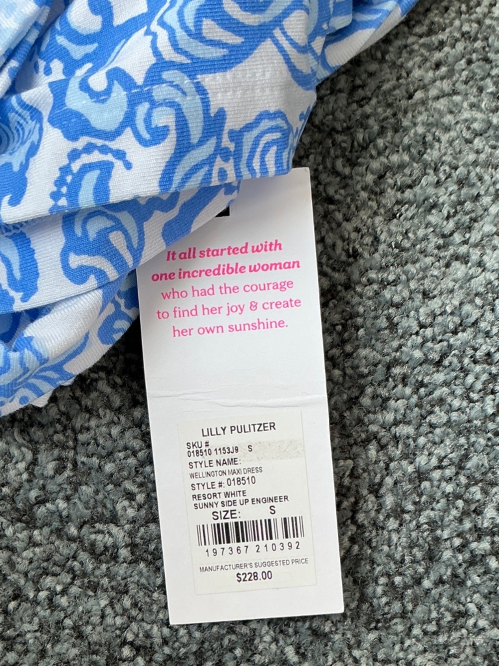 Lilly Pulitzer White Maxi Dress with Blue Scroll Print - Picture 4 of 4